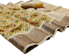 Linen jacquard Saree M J HANDLOOMS