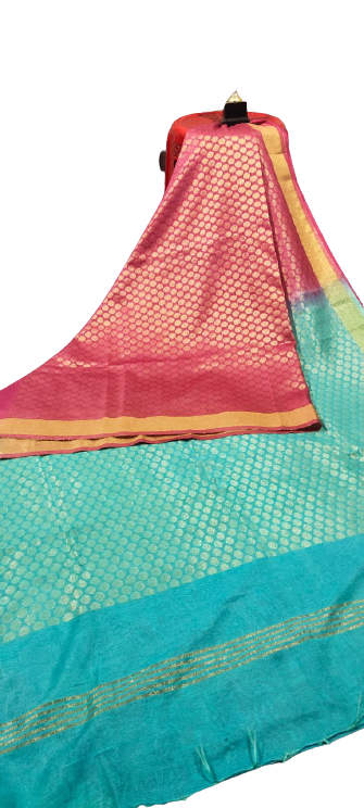 Soft silk zari buta saree Taj