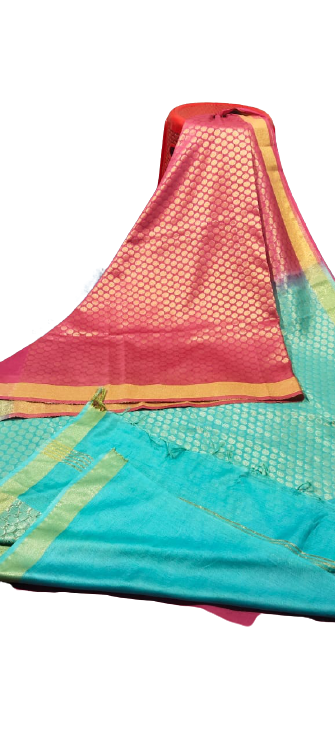 Soft silk zari buta saree Taj
