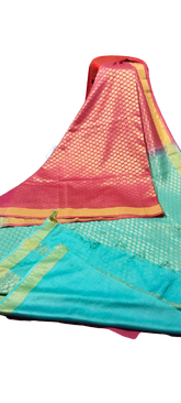 Soft silk zari buta saree Taj