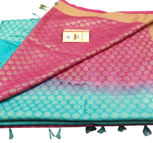 Soft silk zari buta saree Taj