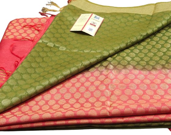 Soft silk zari buta saree Taj