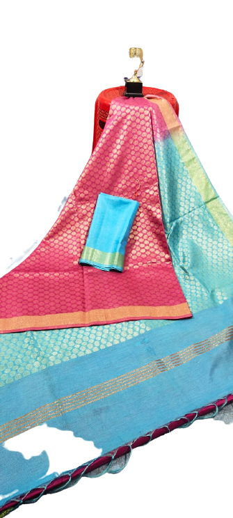 Soft silk zari buta saree Taj