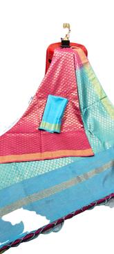 Soft silk zari buta saree Taj