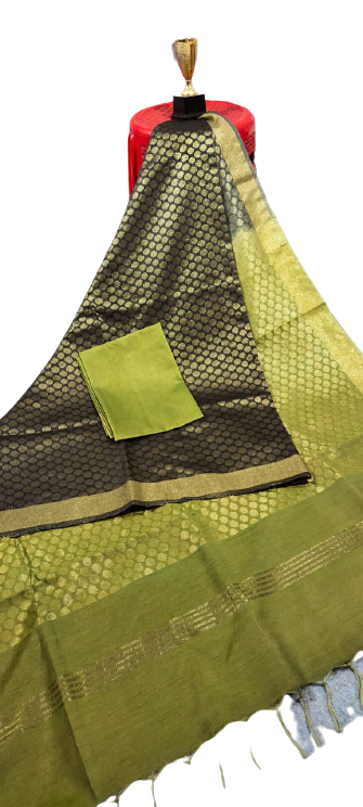 Soft silk zari buta saree Taj