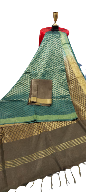 Soft silk zari buta saree Taj