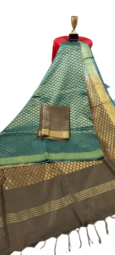 Soft silk zari buta saree Taj