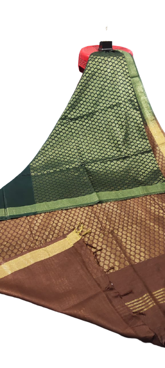 Soft silk zari buta saree Taj