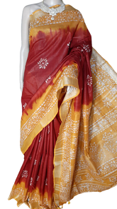 Khadi linen batik print saree MJ Handlooms
