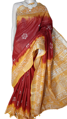 Khadi linen batik print saree MJ Handlooms