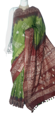 Khadi linen batik print saree MJ Handlooms