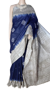 Khadi linen batik print saree MJ Handlooms