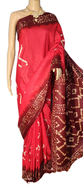 Khadi linen batik print saree MJ Handlooms
