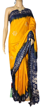 Khadi linen batik print saree MJ Handlooms