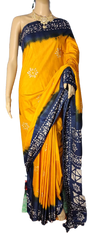 Khadi linen batik print saree MJ Handlooms