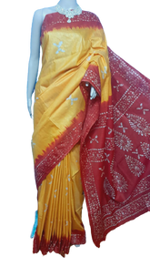 Khadi linen batik print saree MJ Handlooms