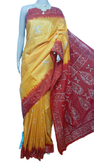 Khadi linen batik print saree MJ Handlooms