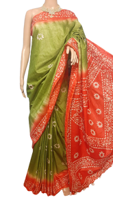 Khadi linen batik print saree MJ Handlooms