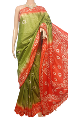 Khadi linen batik print saree MJ Handlooms