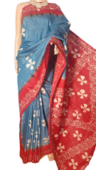 Khadi linen batik print saree MJ Handlooms