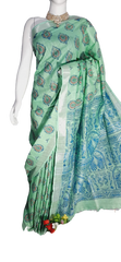 Khadi linen batik print saree MJ Handlooms