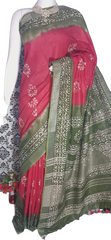 Khadi linen batik print saree MJ Handlooms