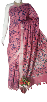 Khadi Linen batik print saree MJ Handlooms