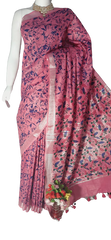 Khadi Linen batik print saree MJ Handlooms