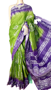 Khadi linen bartik print saree MJ Handlooms