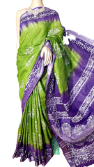 Khadi linen bartik print saree MJ Handlooms