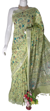 Khadi linen batik print saree MJ Handlooms