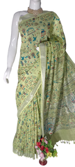 Khadi linen batik print saree MJ Handlooms