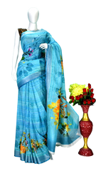 Linen digital print saree yasir