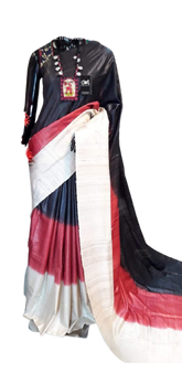 Pure tussar ghicha triple zari border saree SILK ZONE