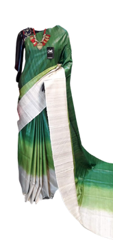 Pure tussar ghicha triple zari border saree SILK ZONE