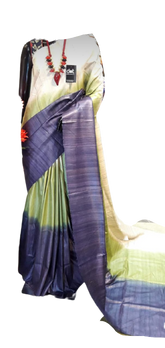 Pure Tussar ghicha triple zari border saree SILK ZONE