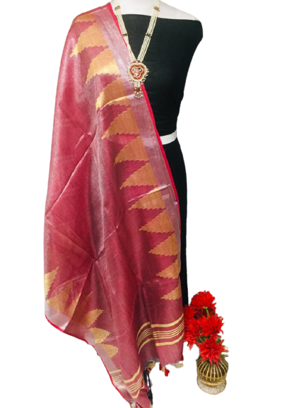Tissue linen temple border dupatta Express