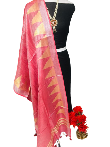 Tissue linen temple border dupatta Express