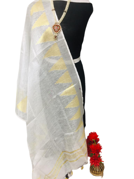 Tissue linen temple border dupatta Express