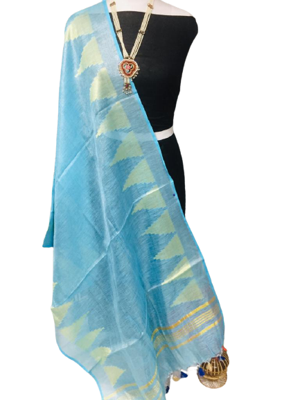 Tissue linen temple border dupatta Express
