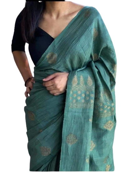 Linen embroidery saree SILK ZONE