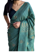 Linen embroidery saree SILK ZONE