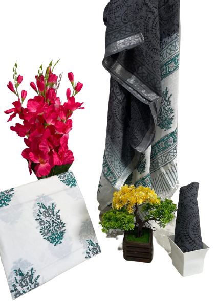 Cotton linen bagru printed suit SILKZONE