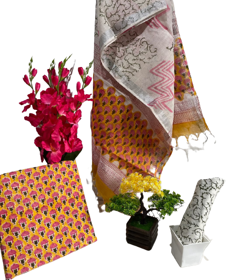 Cotton linen bagru print suit SILK ZONE