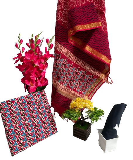 Cotton linen bagru print suit SILK ZONE