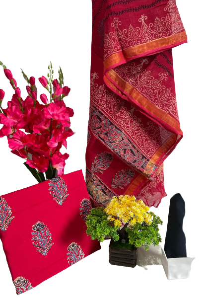 Cotton linen bagru print suit SILK ZONE