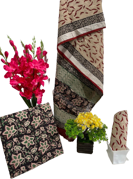 Cotton linen bagru print suit SILK ZONE