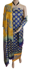 Soft silk hand block discharge print suit SILK ZONE