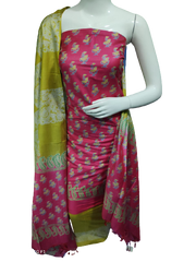 Soft silk hand block discharge print suit SILK ZONE