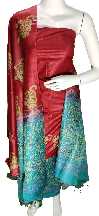 Soft silk hand block print suit SILK ZONE